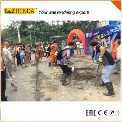 Construction Concrete Portable Mortar Mixer Stiring On Ground Mixing Stone Evenly